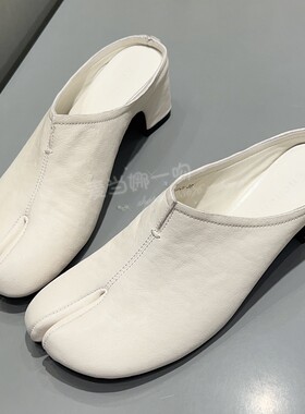 春夏穆勒女真皮包头半拖粗跟分趾