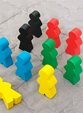 大号木质人形token米宝配件大富翁木质件卡坦岛小人桌游补件