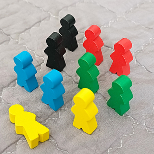 大号木质人形token米宝配件大富翁木质件卡坦岛小人桌游补件