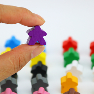 11色木质人形米宝配件大富翁木质件卡坦岛小人桌游补件token