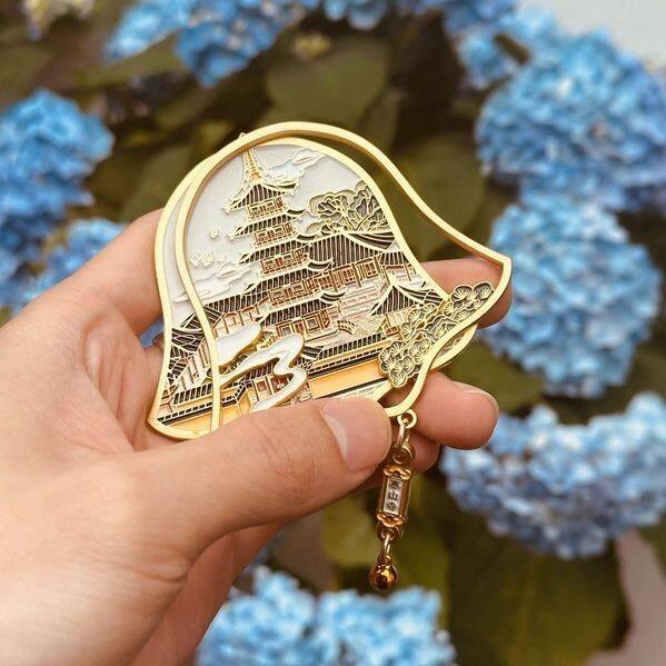 寒山寺钟摆冰箱贴108响园林系列金属可摇动挂件伴手礼金属冰箱贴