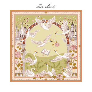 ZOELAND《野天鹅》真丝大方巾披肩礼盒复古围巾浅绿春夏防晒丝巾