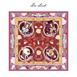 ZOE LAND《玛格丽特白玫瑰》春季真丝巾桑蚕丝红色大方巾围巾披肩