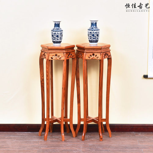 中式风明清仿古南榆木鱼缸花几