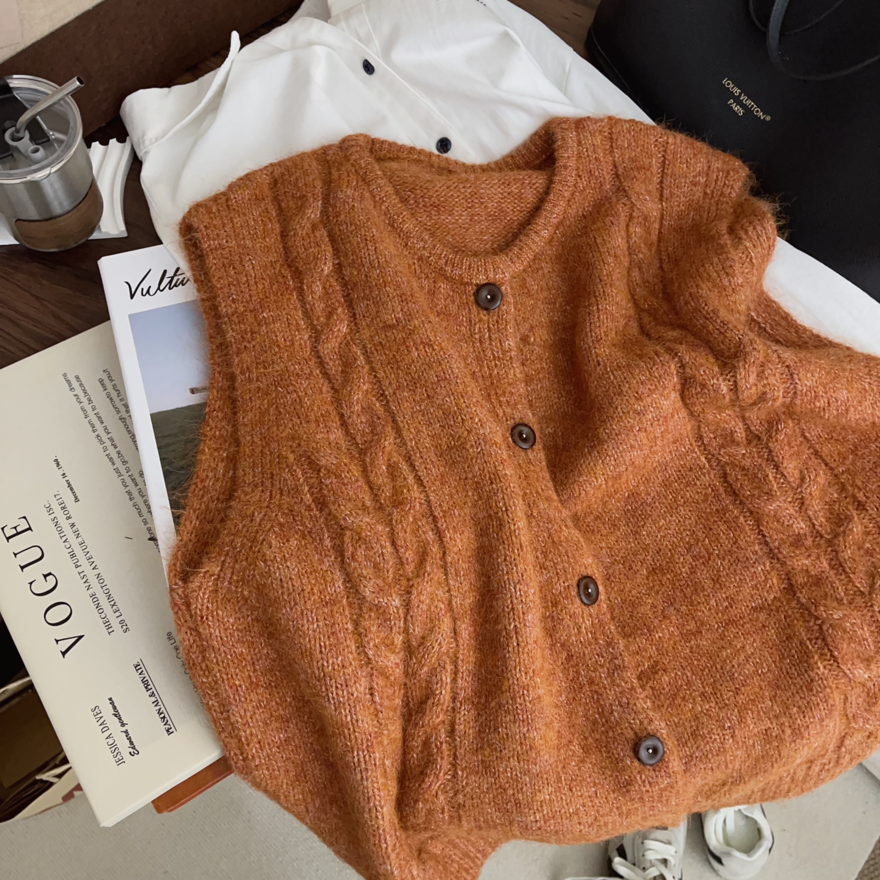 【新系列】秋冬韩系简约休闲百搭撞色拼色翻领长袖针织开衫