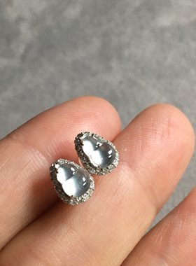18K金翡翠A货高冰葫芦耳钉