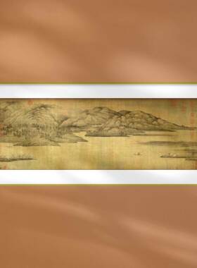 复古画董源潇湘图名画复刻宣纸打印国画客厅沙发背景墙装饰画山水
