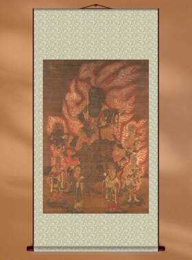 不动明王中国画神像绢丝布定制画