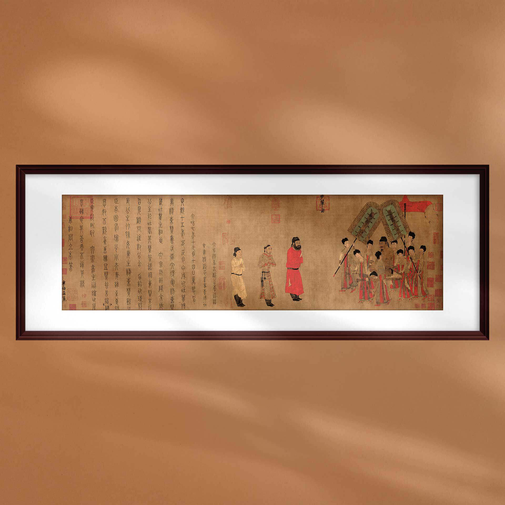 复古国画阎立本步辇图名人名画宣纸绢丝布打印定制古典书房装饰画