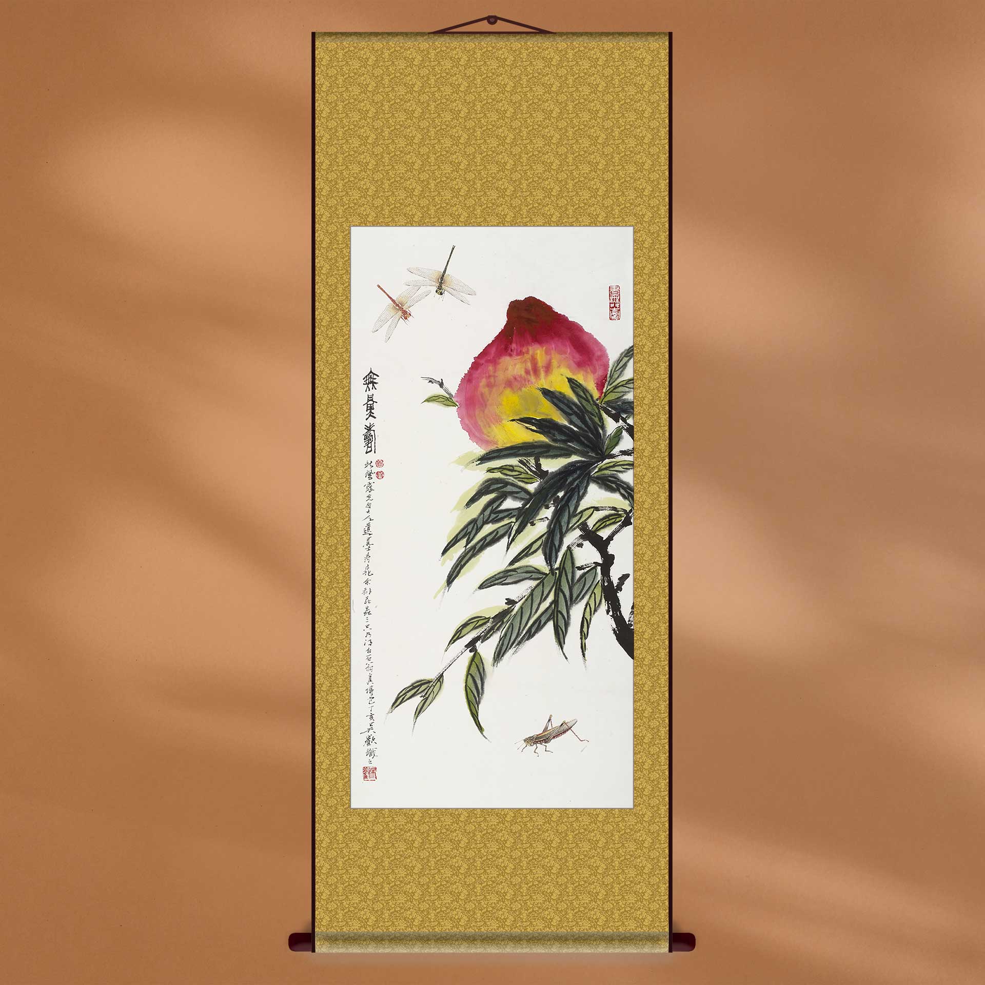 中国画祝寿桃送礼品生日中式装饰画定制客厅卧室挂画宣纸画芯打印