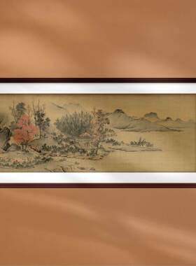 复古中国画陶渊明赏菊图古典名画装饰画中式挂画客厅书房山水人物