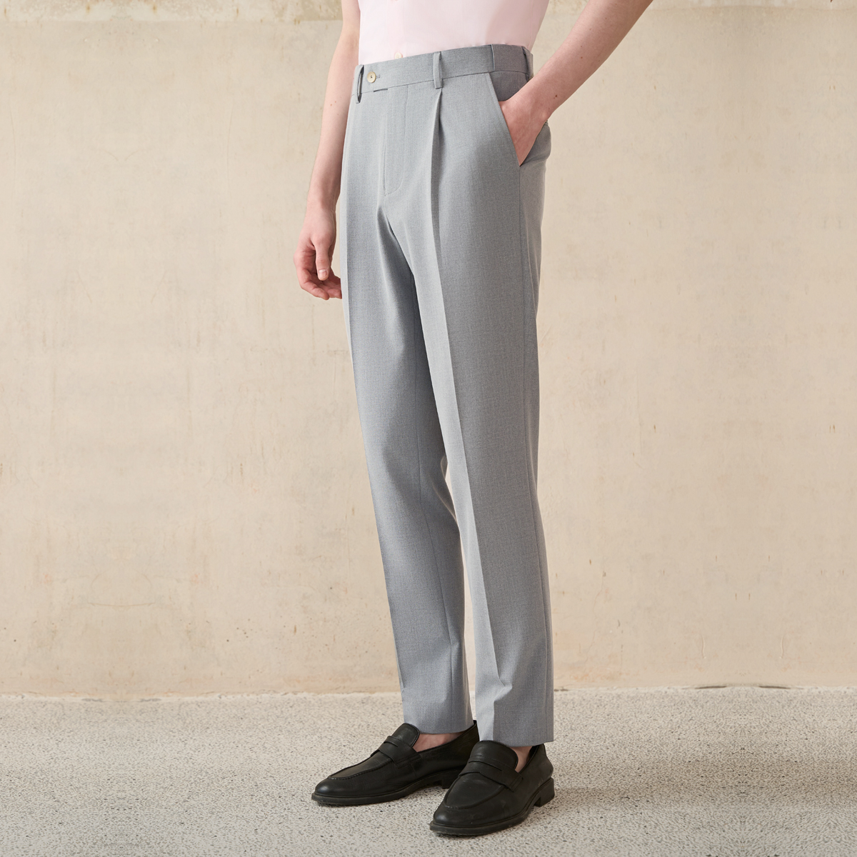 【零染可机洗】吉约蒙西裤男浅灰色商务正装直筒上班西服西装裤子