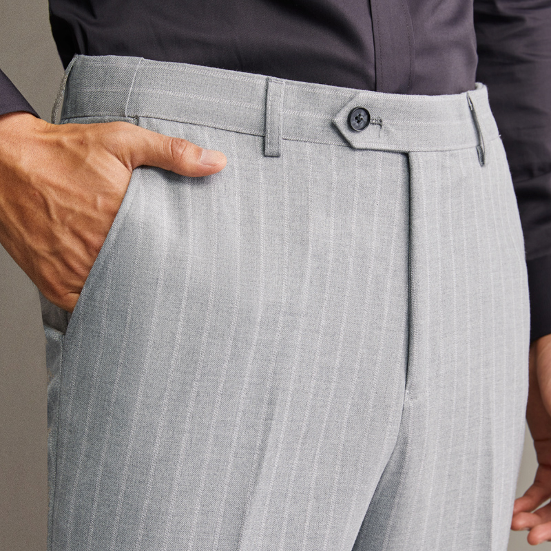 吉约蒙西裤男浅灰色条纹商务休闲
