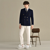 吉约蒙双排扣西装 布雷泽 男外套海军蓝西服男商务休闲单西修身