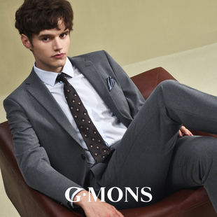 新郎结婚礼服西装 男灰色商务职业正装 吉约蒙西服套装 外套 零染