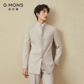 吉约蒙中山装 新郎结婚礼服国风订婚西装 男香槟色新中式 西服套装