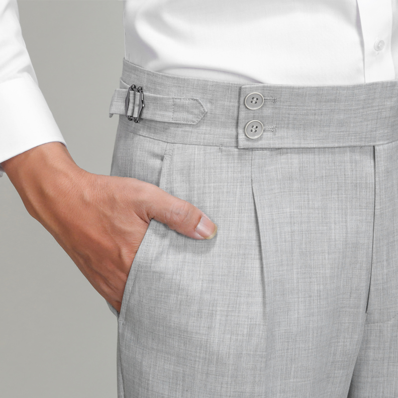 那不勒斯浅灰色商务休闲夏季裤子