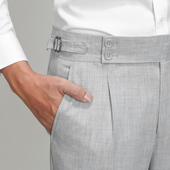 四季 那不勒斯西裤 浅灰色直筒垂感商务休闲高腰裤 子修身 男士 九分裤