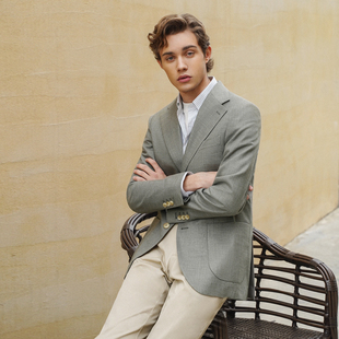 薄款 西服上衣通勤夏季 单西 外套男灰绿色修身 吉约蒙商务休闲西装