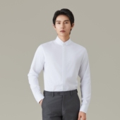 新郎结婚四季 白衬衣 男长袖 白色中式 三防免烫 吉约蒙立领衬衫