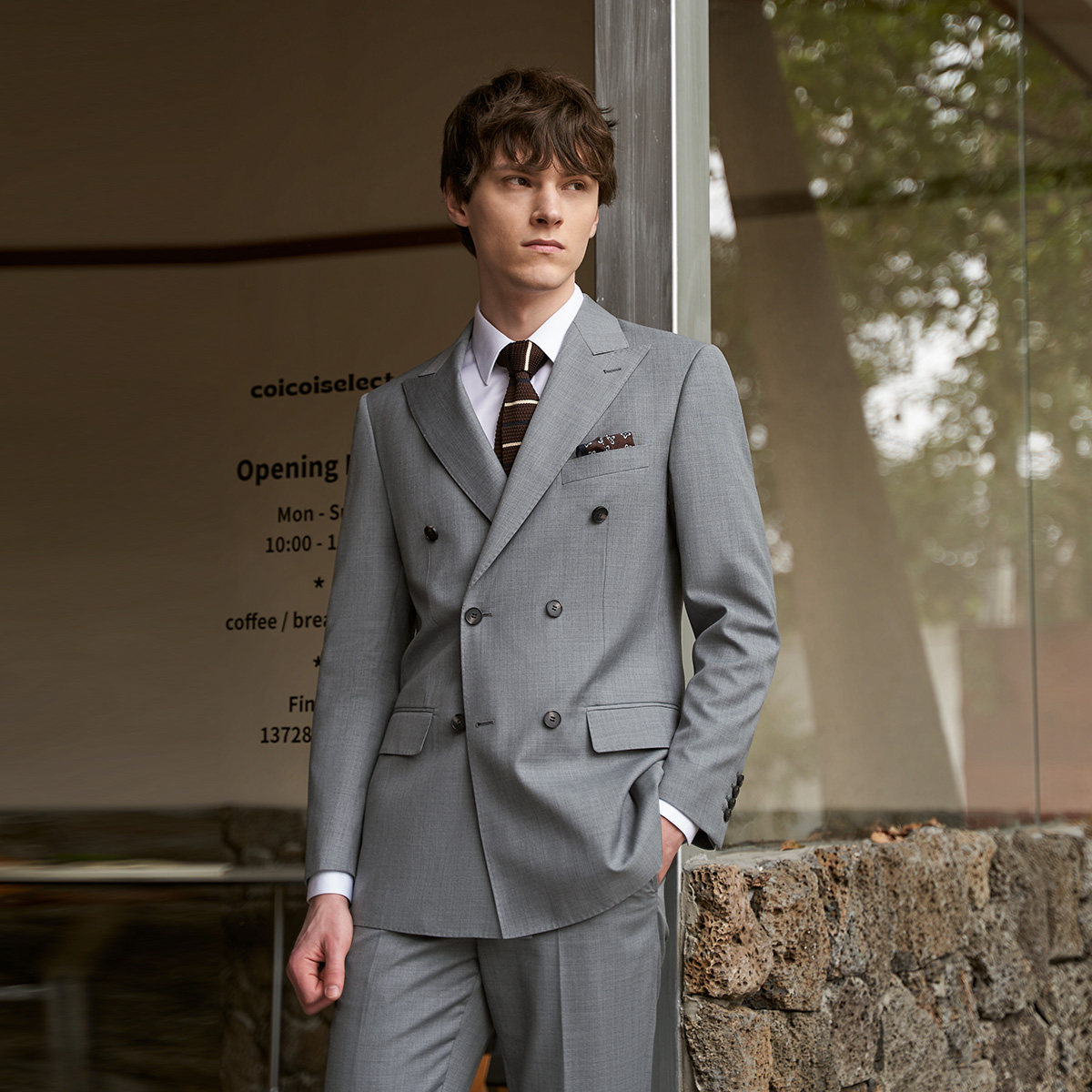 吉约蒙双排扣羊毛西服套装男浅灰色商务正装修身西装新郎结婚礼服,男装,西服套装,淘宝优惠券,粉丝福利购,淘宝优惠卷