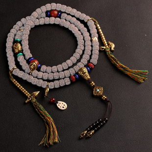 藏式108颗佛珠全套装一套配饰黄铜玛瑙diy金刚星月文玩配件