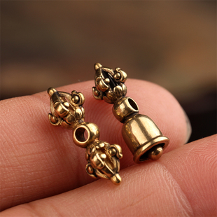 藏式文玩佛珠配饰黄铜金刚铃杵背云配件diy金刚星月百香籽配件