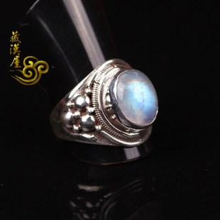 手工尼泊尔藏饰品民族风复古民族风925纯银镶月光石戒指女14