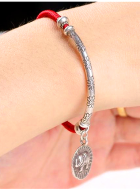 复古细款小象吊坠民族风女士手链