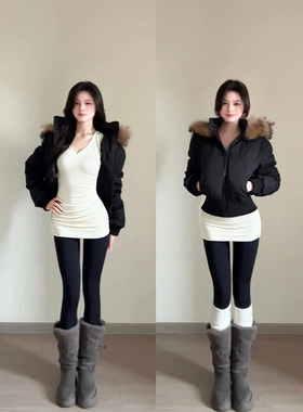 冬季白色加厚德绒中长款内搭打底衫女春秋新款修身V领长袖t恤上衣