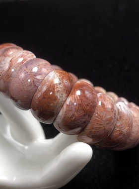 天然珊瑚玉月牙手排收藏精品红色凤纹尾手牌立体纹路表层细闪水晶