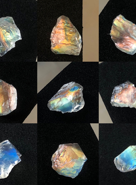 天然冰种幻彩月光石原石马岛彩虹月光石观赏小尺寸原矿石一物一图