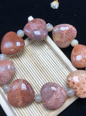 切面珠糖果珠爱心珊瑚玉手链女