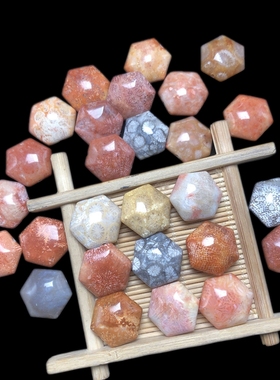 特惠天然珊瑚玉糖饼六角珠单珠手串手链配珠彩色爱心男女款民族风