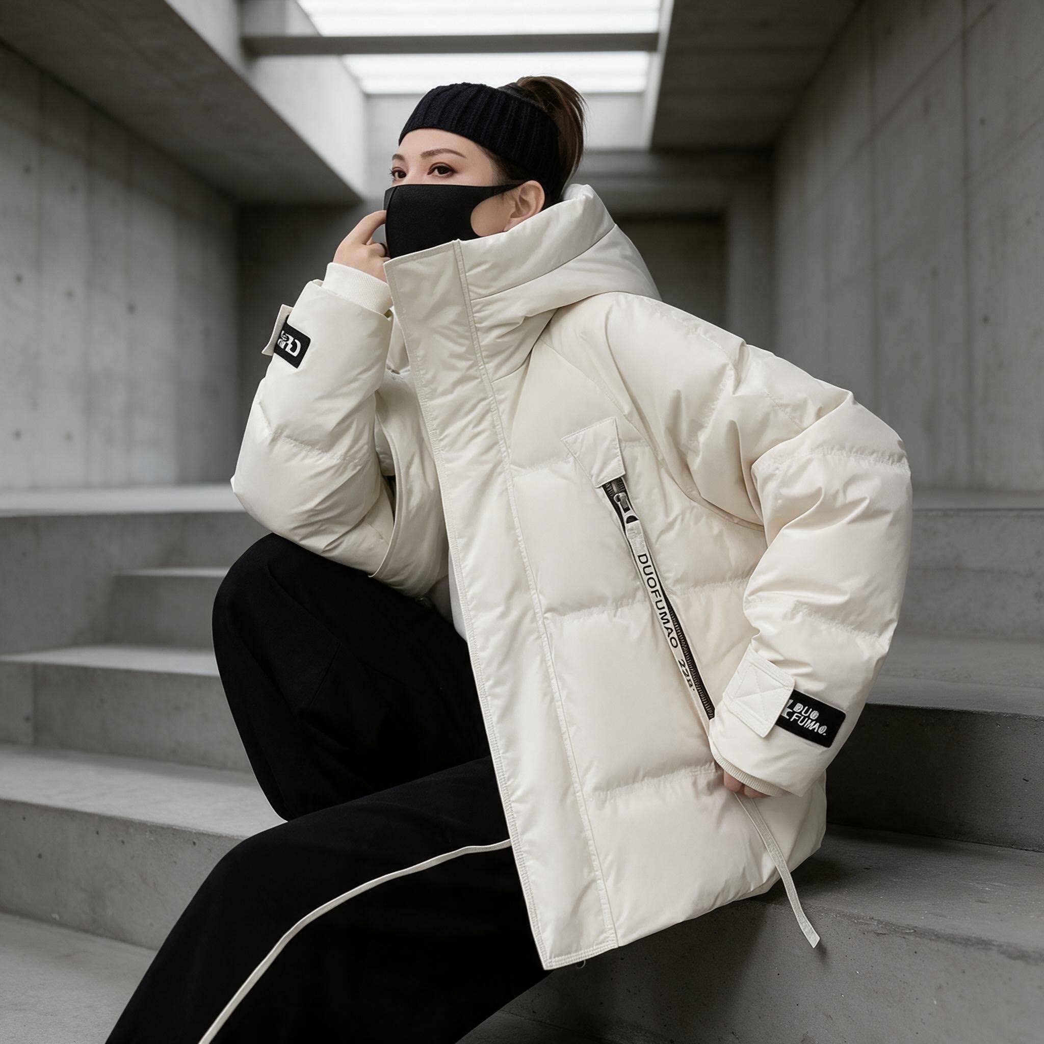 M家潮牌立领白鸭绒女面包羽绒服图片