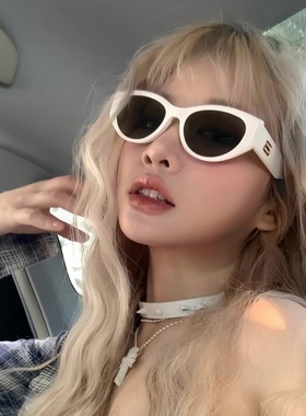 白色遮阳防晒墨镜高级感防紫外线偏光太阳镜黑框眼镜网红同款潮人