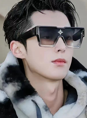 方形凹造型男女蓝色痞帅墨镜