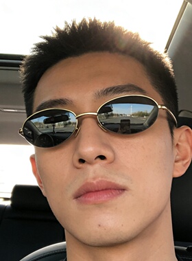 复古街拍小框椭圆太阳眼镜简约老钱风男女半框素颜防紫外线太阳镜