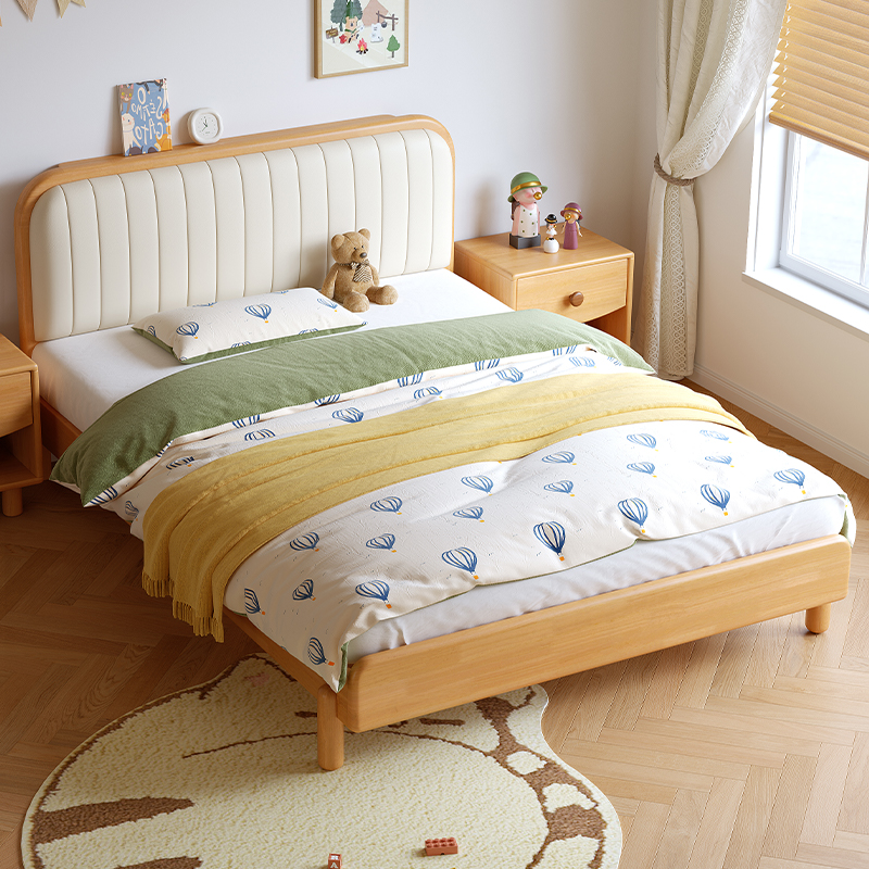 实木儿童床男孩女孩公主软包床儿童房卧室小户型青少年1米5单人床