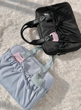 Michiko原创芭蕾风尼龙布电脑包少女蝴蝶结16寸游戏本大容量