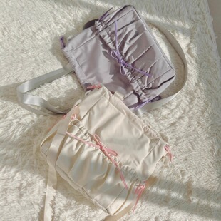 Michiko原创运动芭蕾风蝴蝶结大容量斜挎双肩单肩一包三用托特包