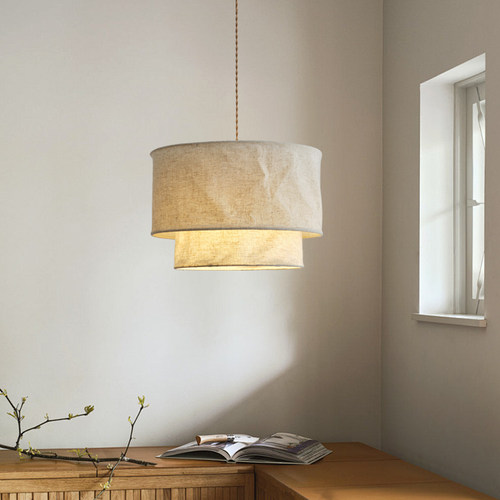 餐厅卧室吊灯侘寂风亚麻布艺