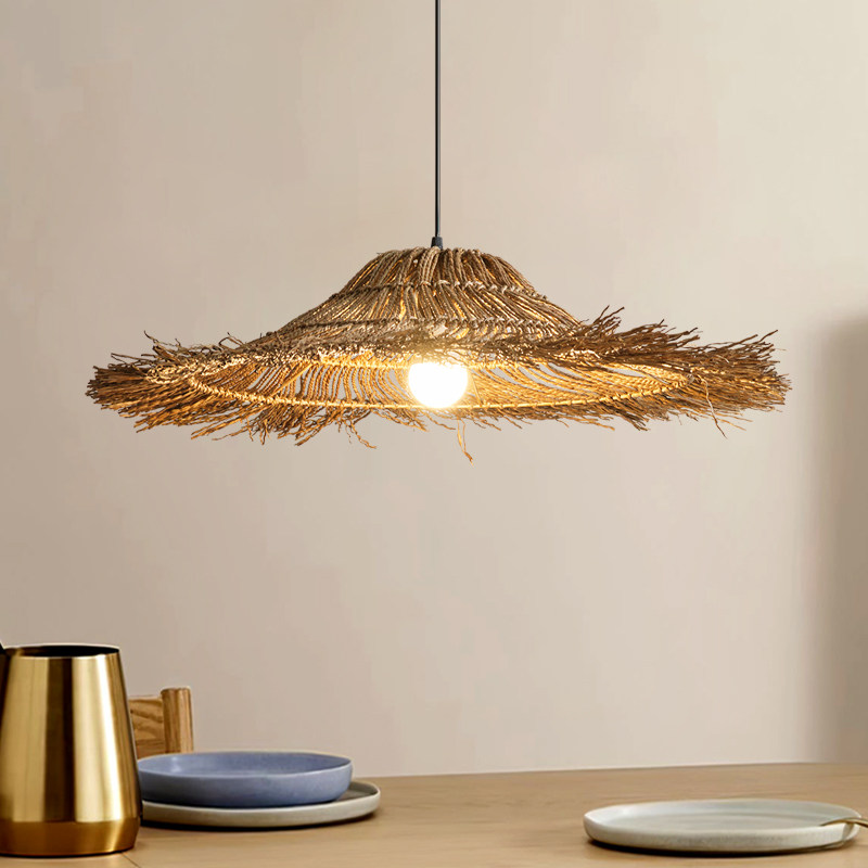 侘寂风客厅吊灯日式餐厅复古藤编麻绳手工新中式禅意茶室卧室民宿,家装灯饰光源,餐厅吊灯,淘宝优惠券,粉丝福利购,淘宝优惠卷