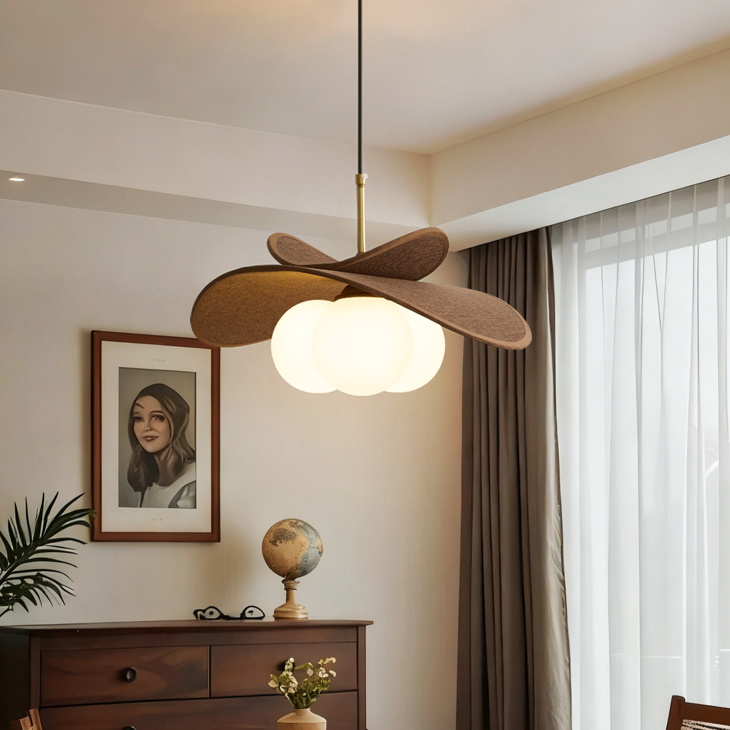 中古风法式复古餐厅布艺吊灯