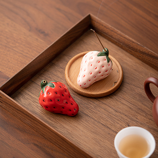 【草莓】创意陶瓷线香炉家用室内香插香座香托禅意茶桌香薰炉摆件