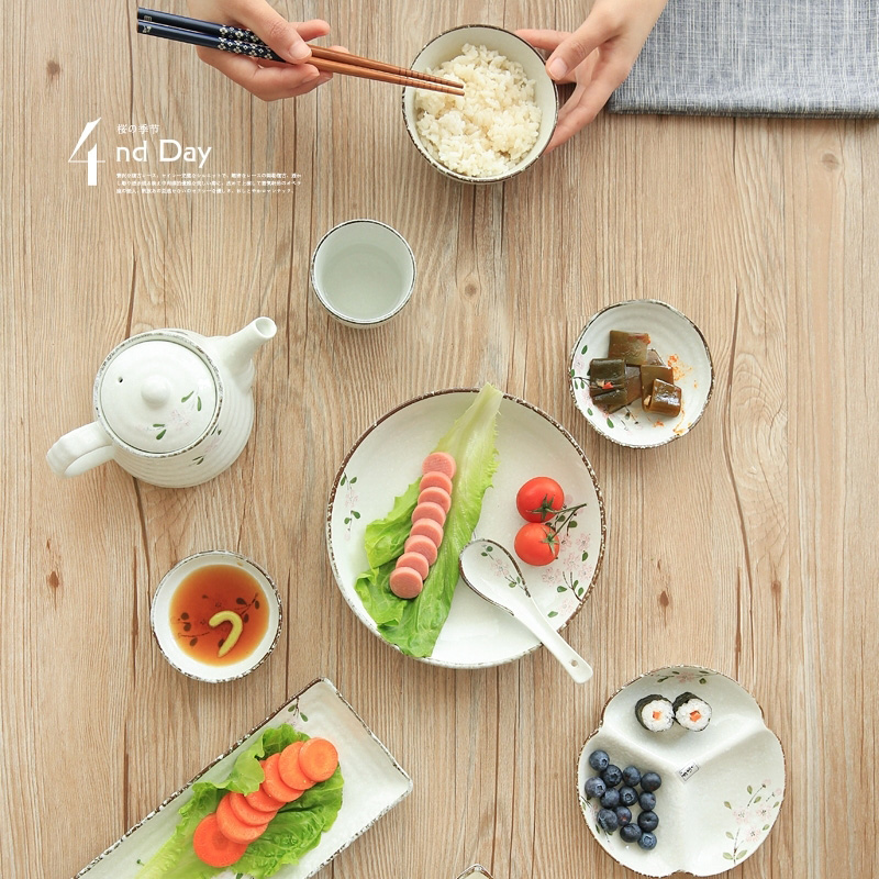 吉子日式樱花陶瓷餐具寿司饭盘