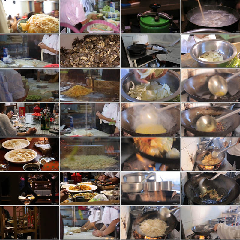 饭店美食顾客走菜包饺子上菜螃蟹炒菜吃饺子高压锅原创视频素材