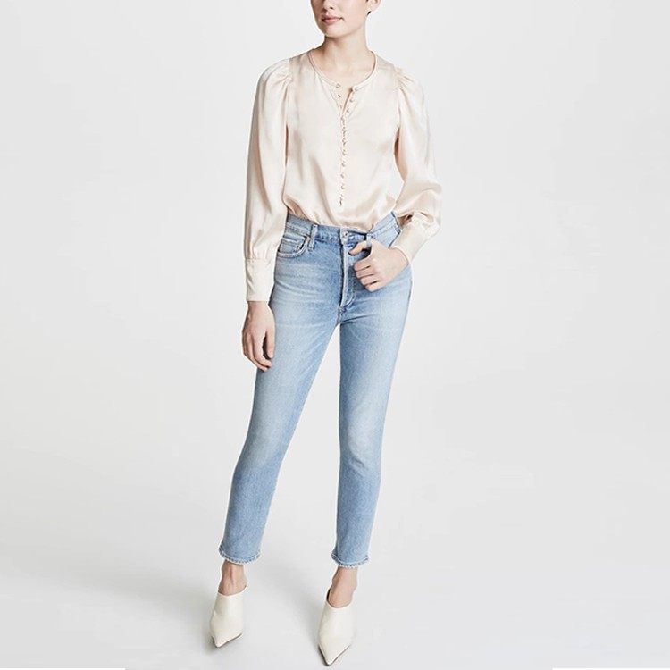 现货Citizens of Humanity COH明星款浅蓝色紧身九分直筒牛仔裤女