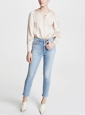 现货Citizens of Humanity COH明星款浅蓝色紧身九分直筒牛仔裤女