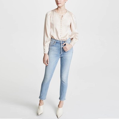 现货Citizens of Humanity COH明星款浅蓝色紧身九分直筒牛仔裤女